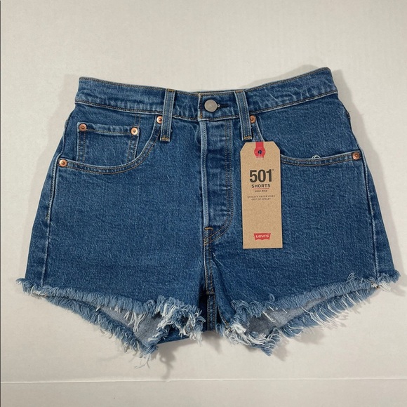 Levi’s 501 high rise shorts medium jive wash Sz 26 - Picture 5 of 14
